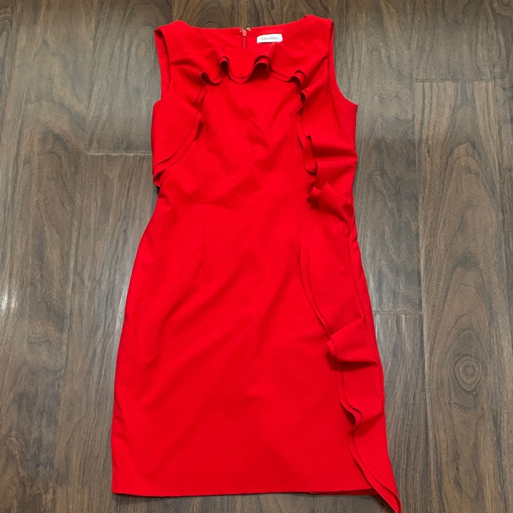 Calvin Klein Ruffle Sleeveless Dress Holiday